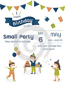 New normal in concept small birthday party invitation card design