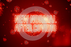 New normal after Covid19 text with 3d rendering covid-19 coronavirus background for lifestyle change after virus crisis content.