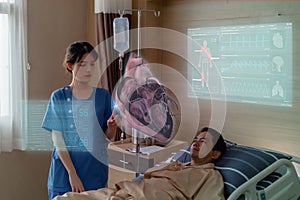 New normal Futuristic Technology in medical concept doctor describes patient by using artificial intelligence, machine learning, d photo