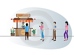 New normal and social distances for using to buy food Or the product. The concept of stopping the spread of coronavirus