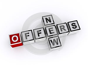 New offers word blocks on white