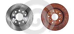 New and old brake discs