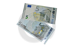 New and old five euro banknotes