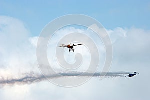 New and old planes in airshow in Belgium