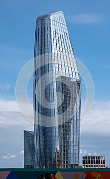 The new One Blackfriars building, also known as `The Vase`, photographed against clear blue sky.