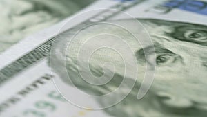 New one hundred dollar bills loop money 4k macro background.