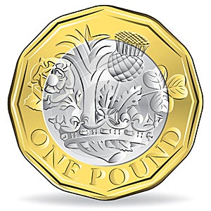 New one pound coin isolated photo