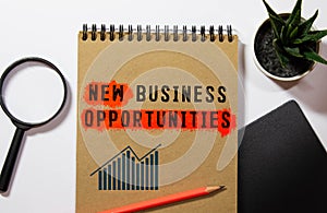 New Opportunities text on notepad, concept background