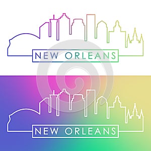 New Orlean skyline. Colorful linear style.