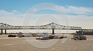 New Orleans - Barge Traffic on Mississippi River