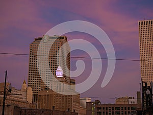 New Orleans, Central Business District, downtown, during the sunset photo