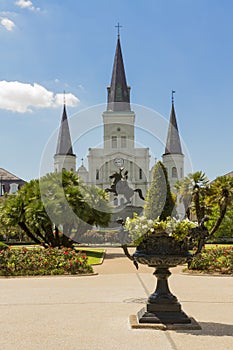 New Orleans Church with Statue