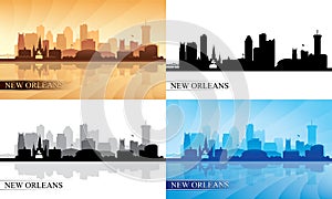 New Orleans city skyline silhouettes Set