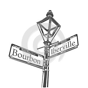 New Orleans Culture Bourbon Street Lamp Sign