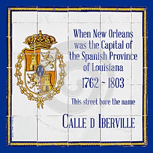 New Orleans French Quarter Historic Spanish Street Tile Sign