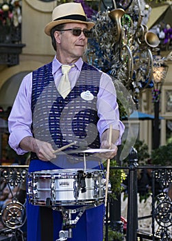 New Orleans Jazz Band Drummer at Disneyland, Anaheim, California