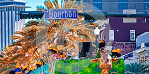 New Orleans, LA - February 9, 2016: Colorful float along Mardi Gras Parade through the city streets. Mardi Gras is the biggest
