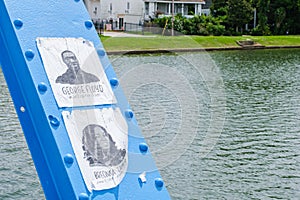 Images of George Floyd and Breonna Taylor on Span of Magnolia Bridge