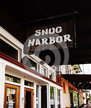 New Orleans, LA - USA - 03-22-2024: Snug Harbor jazz club on Frenchmen St in New Orleans