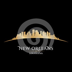 New Orleans Louisiana city skyline silhouette black background