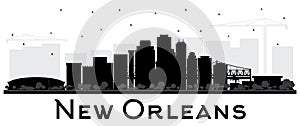 New Orleans Louisiana City Skyline Silhouette with Black Buildings Isolated on White.