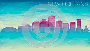 New Orleans Louisiana City USA Skyline vector Silhouette. Broken Glass Abstract Geometric Dynamic Textured. Banner Background. Col