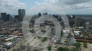 New Orleans Louisiana Cityscape and City Skyline in Background. Cloudy Sky I