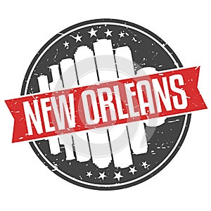 New Orleans Louisiana Round. Travel Stamp Icon Skyline City Design. Seal Badge Vector Illustration.
