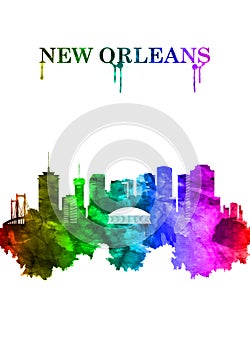 New Orleans Louisiana skyline Portrait Rainbow