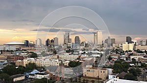 New Orleans, Louisiana skyline at sunset photo