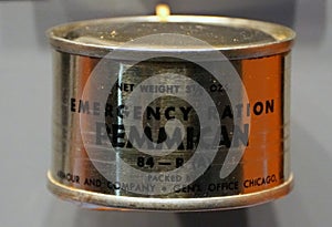 New Orleans, Louisiana, U.S.A. - February 5, 2020 - The emergency ration Pemmican 84-R(A) distributed during World War 2