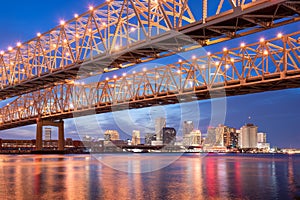 New Orleans, Louisiana, USA at Crescent City Connection Bridge photo