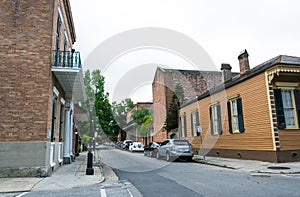 Old Bourbon Street, New Orleans, Louisiana. Old houses in the French Quarter of New Orleans