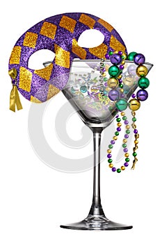 New Orleans Mardi Gras Martini Glass photo