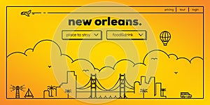 New Orleans Modern Web Banner Design with Vector Linear Skyline