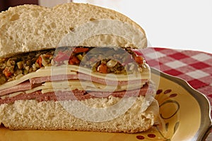 New Orleans Muffaletta Sandwich Closeup