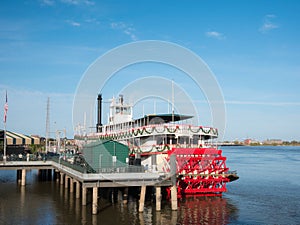 New Orleans, Louisiana, USA. December 2019.New Orleans paddle steamer in Mississippi river in New Orleans, Lousiana