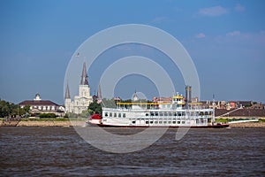 New Orleans paddle steamer in Mississippi river in New Orleans