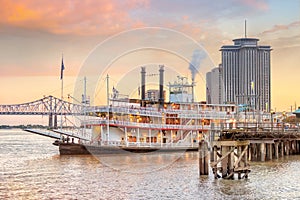 New Orleans paddle steamer in Mississippi river in New Orleans