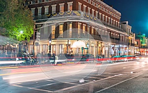 New Orleans street lights on Mardi Gras night