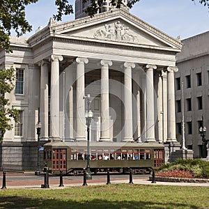 New Orleans streetcar and historic city hall photo