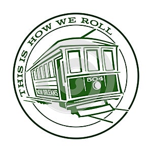 New Orleans Streetcar Icon Logo Symbol