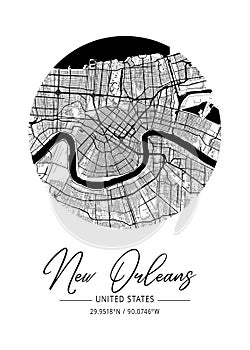 New Orleans - United States Black Water City Map