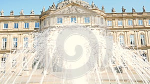 New Palace, Neues Schloss behind the fountain, domicile of the Ministry of Finance, palace in Schlossplatz square