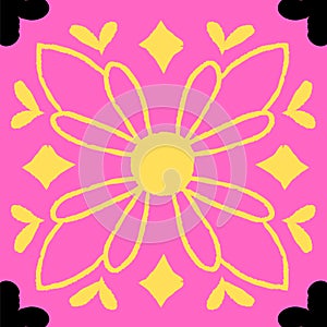 New pattern for tiles in yellow and pink color