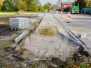 New pavement paving with integrated guidelines for people with visual impairment