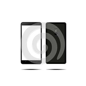 New phone front and back black vector drawing eps10 format isolated on white background