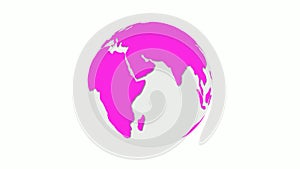 New pink and white color 3d rotated planet earth in white background