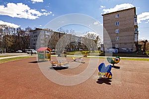 New playground in the old part of the city. Improvement of the infrastructure of residential areas of the city