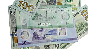 New polymer bank notes of UAE with new US dollar bills